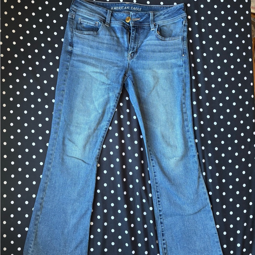 American Eagle Outfitters Women's Light Blue Flare Jeans